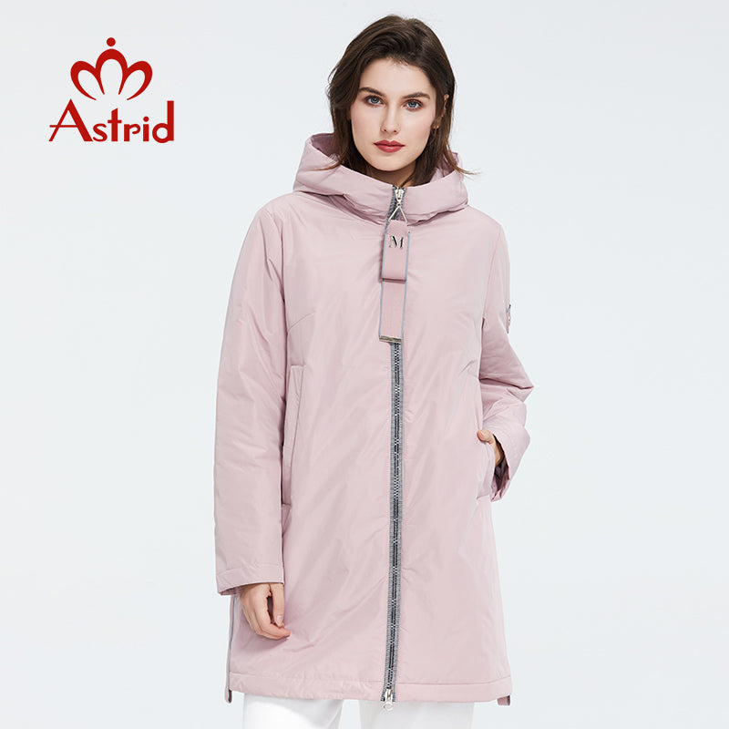 Astrid 2020 Spring new arrival women jacket outerwear high quality plus size mid-length style with zipper women fashion  AM-8608 - dianjiang-