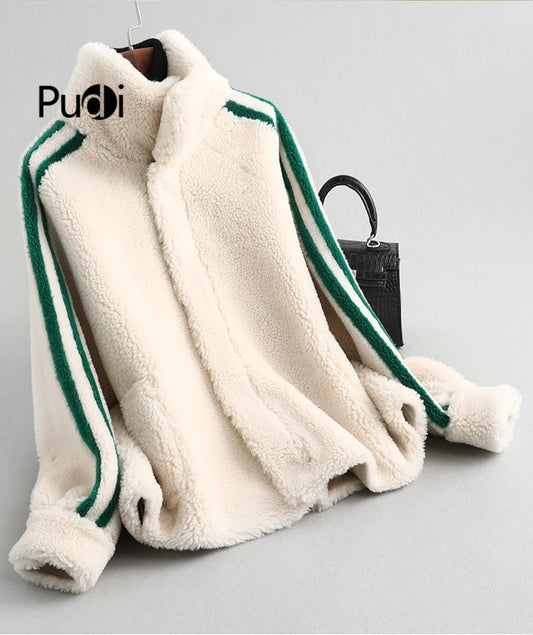 PUDI  women winter real wool fur over size parka warm jacket fur girl coat lady short jacket over size parka A59360 - dianjiang-