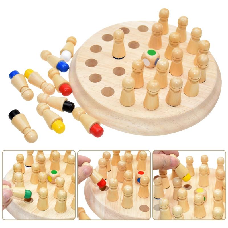 Kids Wooden Memory Match Stick Chess Game Fun Block Board Game Educational Color Cognitive Ability Toy For Children - dianjiang-