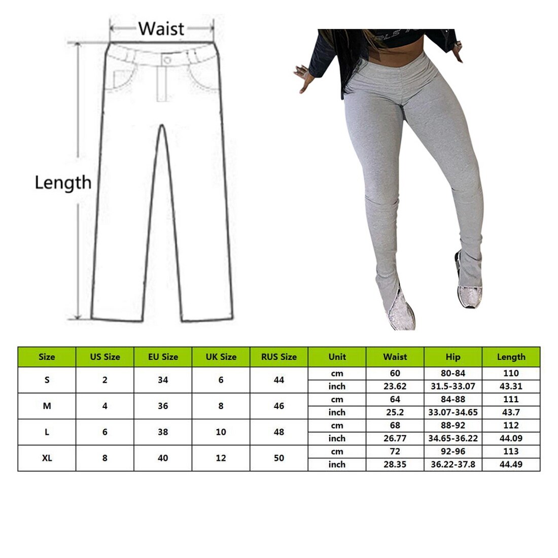 Muyogrt Women Elastic Stacked Pants Leggings High Waist Flare Bell Bottom Ruched Stack Trousers Draped Jogger Pants Sweatpants - dianjiang-