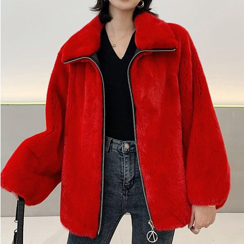 2020 Fashion Winter Genuine Mink Fur Jackets With Big Stand Collar High Quality Real Mink Fur Coats For Women Plus Size Overcoat - dianjiang-