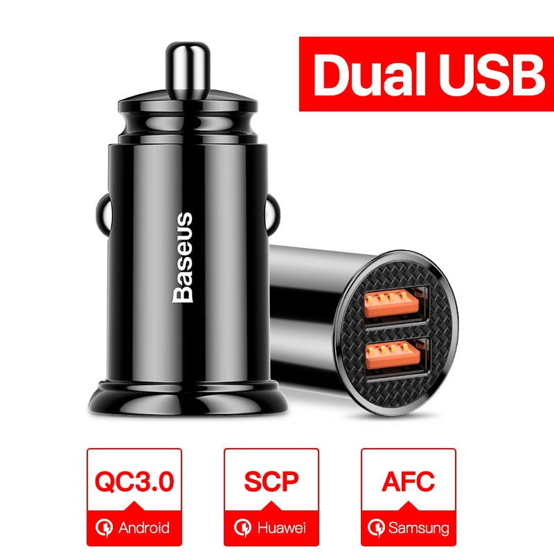 Baseus USB Car Charger Quick Charge 4.0 3.0 QC4.0 QC3.0 QC SCP 5A Type C PD Fast Car USB Charger For iPhone Xiaomi Mobile Phone - dianjiang-