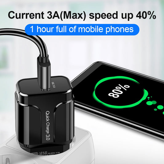 3A Quick Charge 3.0 USB Charger EU Wall Mobile Phone Charger Adapter for iPhone X MAX 7 8 QC3.0 Fast Charging for Samsung Xiaomi - dianjiang-