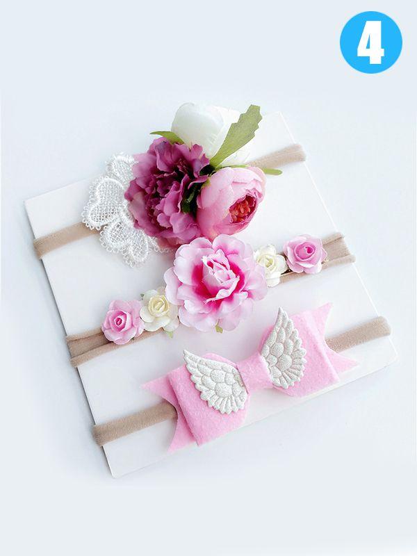 3-piece Bowknot/Wings/Flower/Beads Headband Set Accessories - dianjiang-