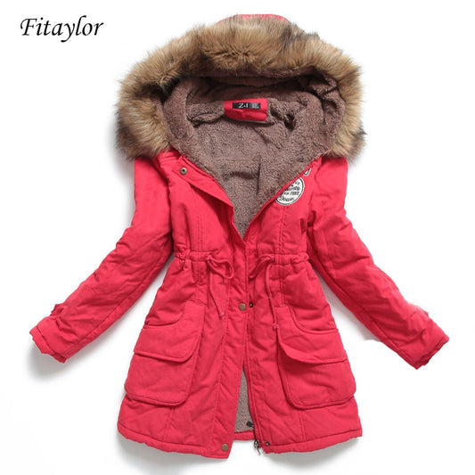 new winter women jacket medium-long thicken plus size 4XL outwear hooded wadded coat slim parka cotton-padded jacket overcoat - dianjiang-