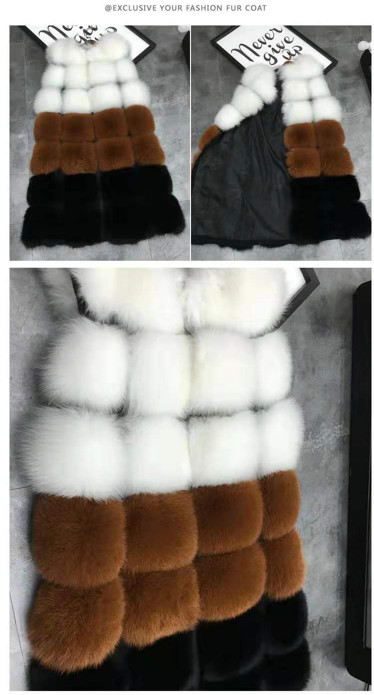 Fashion Streetwear Women Long Elegant Faux Fur Vest Coat Plus Sizes Warm Winter Furry Coat Casual Fake Fox Fur Vest Jacket S-3XL - dianjiang-