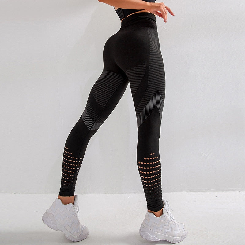 NORMOV Casual Women Leggings Fitness High Waist Push Up Patchwork Hollow Out Spandex Leggin Seamless Femme Leggings - dianjiang-