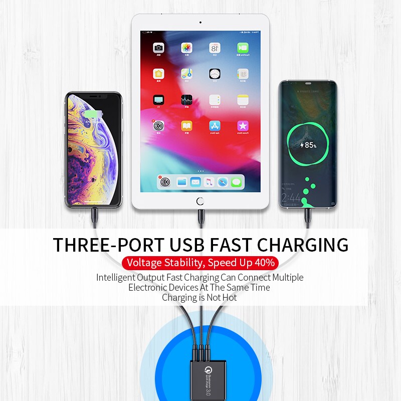 Elough Quick charge 3.0 USB Charger for iPhone 11 7 Xiaomi Samsung Huawei 5V 3A Digital Display Fast Charging Wall Phone Charger - dianjiang-