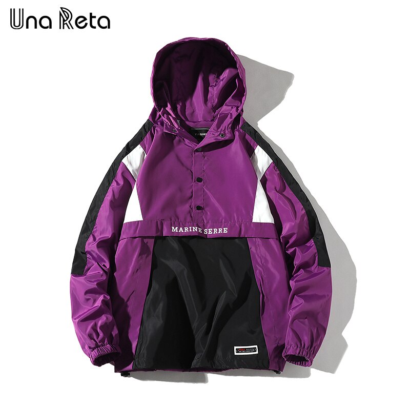 Una Reta Hooded Jackets Men New Patchwork Color Block Pullover Jacket Fashion Tracksuit Coat Men Hip Hop Streetwear Jacket Men - dianjiang-