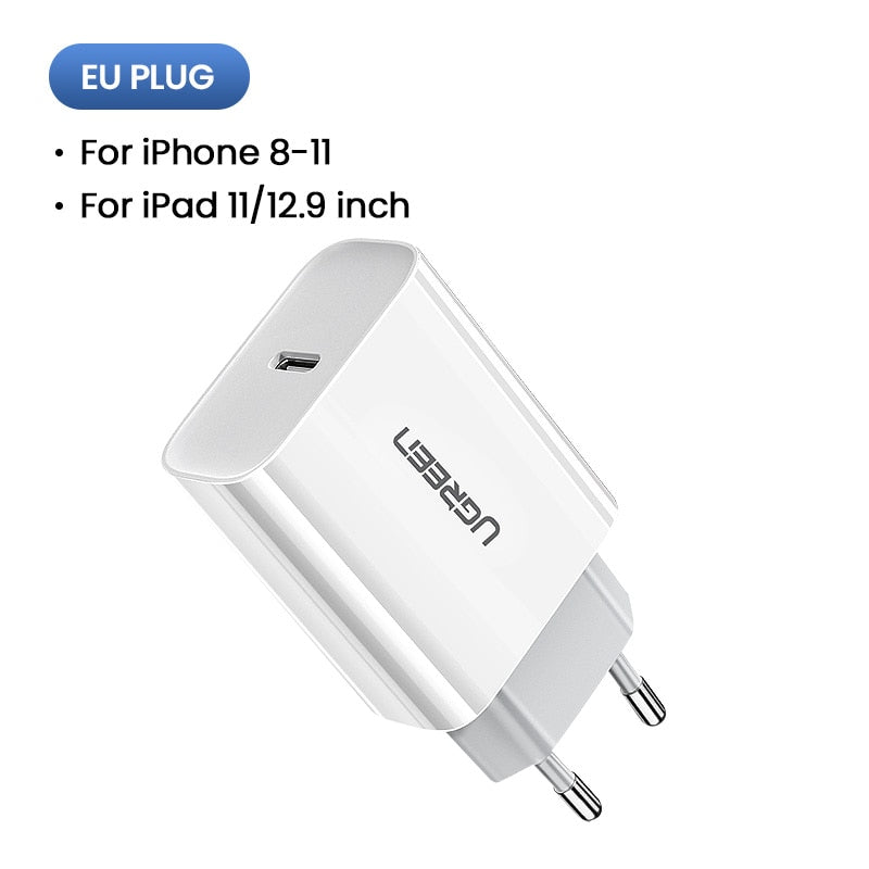 Ugreen Quick Charge 4.0 3.0 QC PD Charger 18W QC4.0 QC3.0 USB Type C Fast Charger for iPhone 11 X Xs 8 Xiaomi Phone PD Charger - dianjiang-