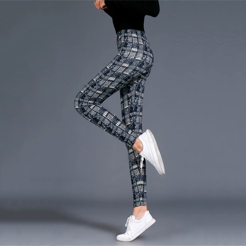 Plaid Leggings Women Sexy Pants Push Up Leggings Fashion Fitness Leggins Gym Sporting Plus Size High Waist Trousers - dianjiang-