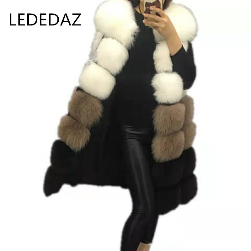 Fashion Streetwear Women Long Elegant Faux Fur Vest Coat Plus Sizes Warm Winter Furry Coat Casual Fake Fox Fur Vest Jacket S-3XL - dianjiang-