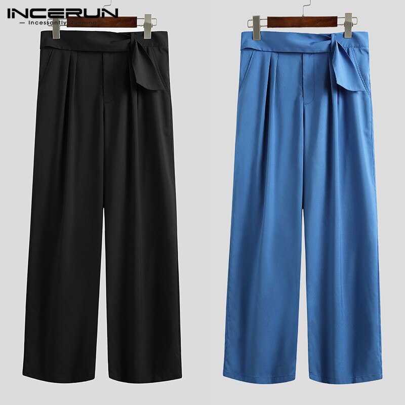 Mens Fashion Wide Leg Pants Solid Color Loose Trousers Men High Waist Joggers Casual Zipper Comfortable Pantalones 5XL INCERUN 7 - dianjiang-