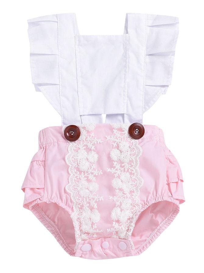 High Summer Bodysuit Cotton Blend Baby Girl Lace Frilled Romper - dianjiang-