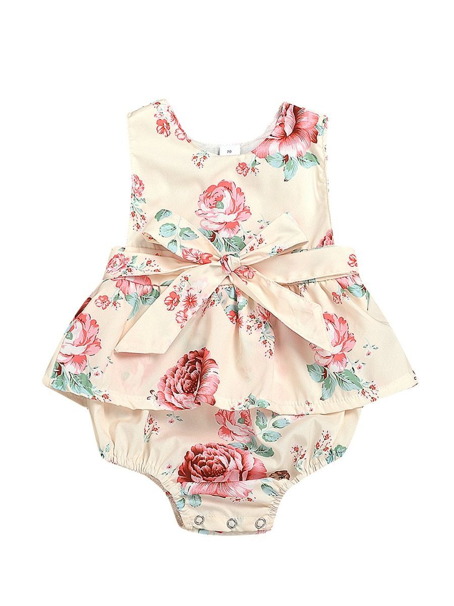 High Summer Onesie Flower Bow Baby Girl Bodysuit - dianjiang-