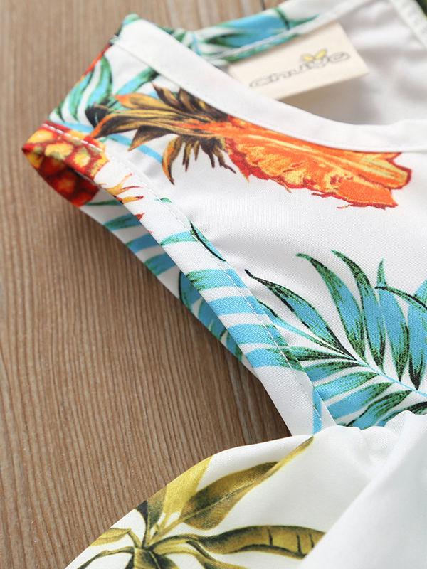 High Summer Ruffled Pineapple Print Off Shoulder Shift Dress - dianjiang-