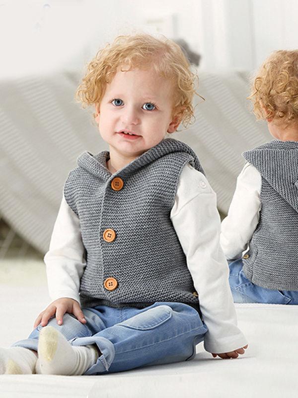 Animal Ears Waistcoat Sleeveless Buttoned Vest Baby Hoodie Cardigan - dianjiang-