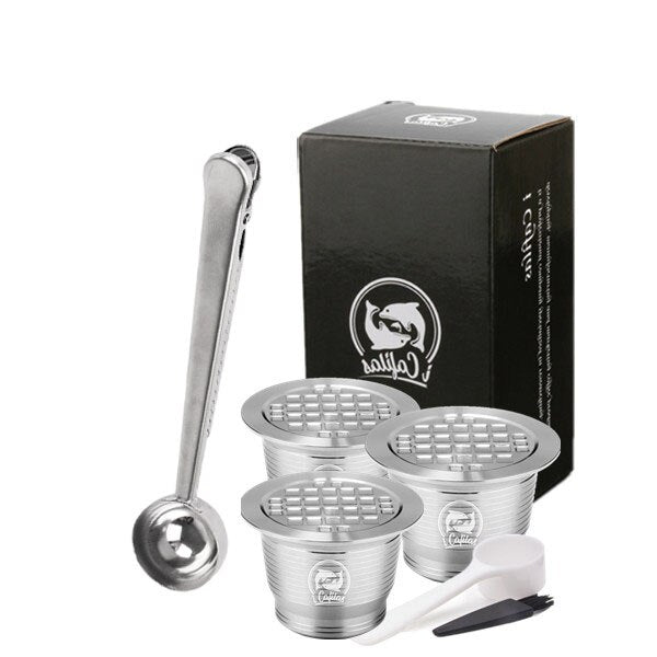 ICafilas For Nespresso Refillable Capsule Reusable Coffee Filter Dripper Steel Cafeteira Capsulas De Cafe Recargables - dianjiang-