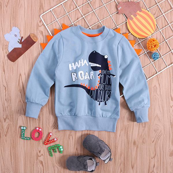 Little Dinosaur Design Jumper Pullover Long Sleeve Crew Neck Top Kids Unisex Casual Indoor Clothes - dianjiang-