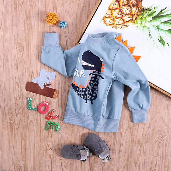 Little Dinosaur Design Jumper Pullover Long Sleeve Crew Neck Top Kids Unisex Casual Indoor Clothes - dianjiang-