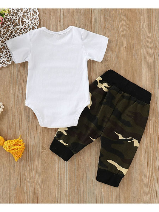 Infant Baby 2-Piece Outfit Bodysuit+Camo Trousers - dianjiang-