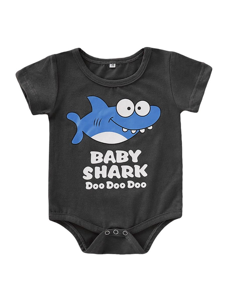 Infant Baby Boy Shark Print Romper - dianjiang-