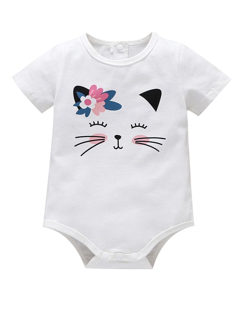Infant Baby Cute Cat Pattern Bodysuit Romper - dianjiang-