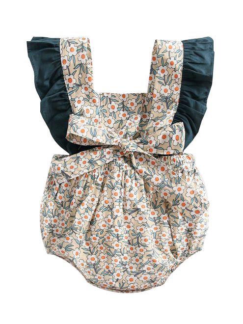 Vintage Floral Flutter Sleeve Summer Infant Baby Girl Bodysuits - dianjiang-