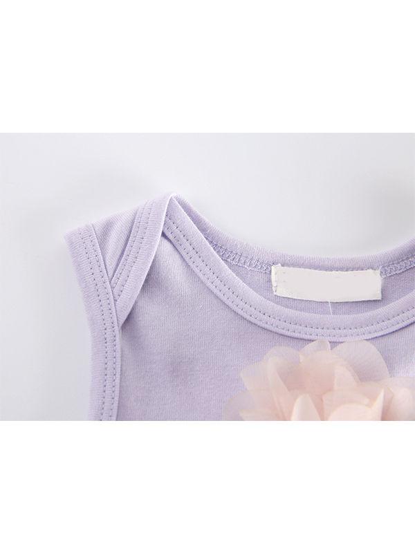 Purple Infant Baby Girls Cute Paneled Floral Tutu Party Dress Tulle Sleeveless - dianjiang-