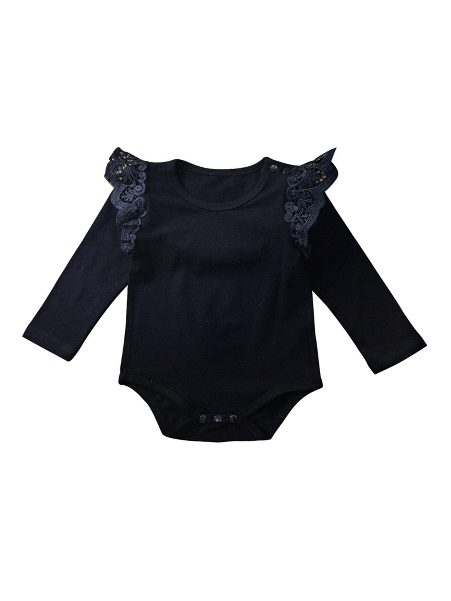 Infant Baby Lace Solid Color Long Sleeve Bodysuit - dianjiang-