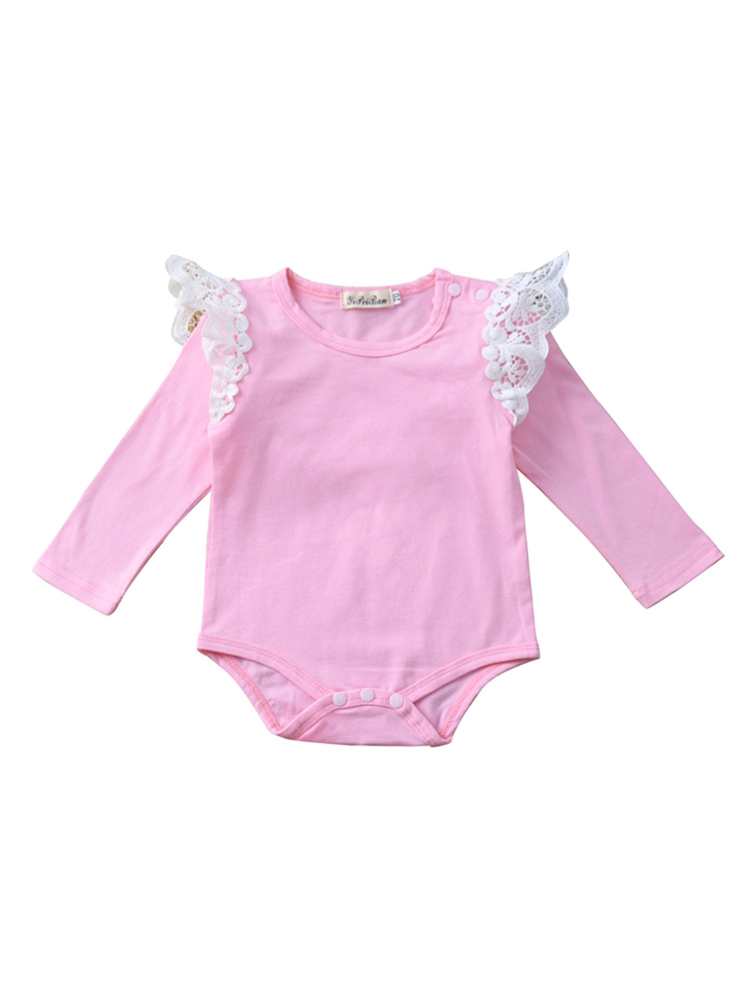 Infant Baby Lace Solid Color Long Sleeve Bodysuit - dianjiang-