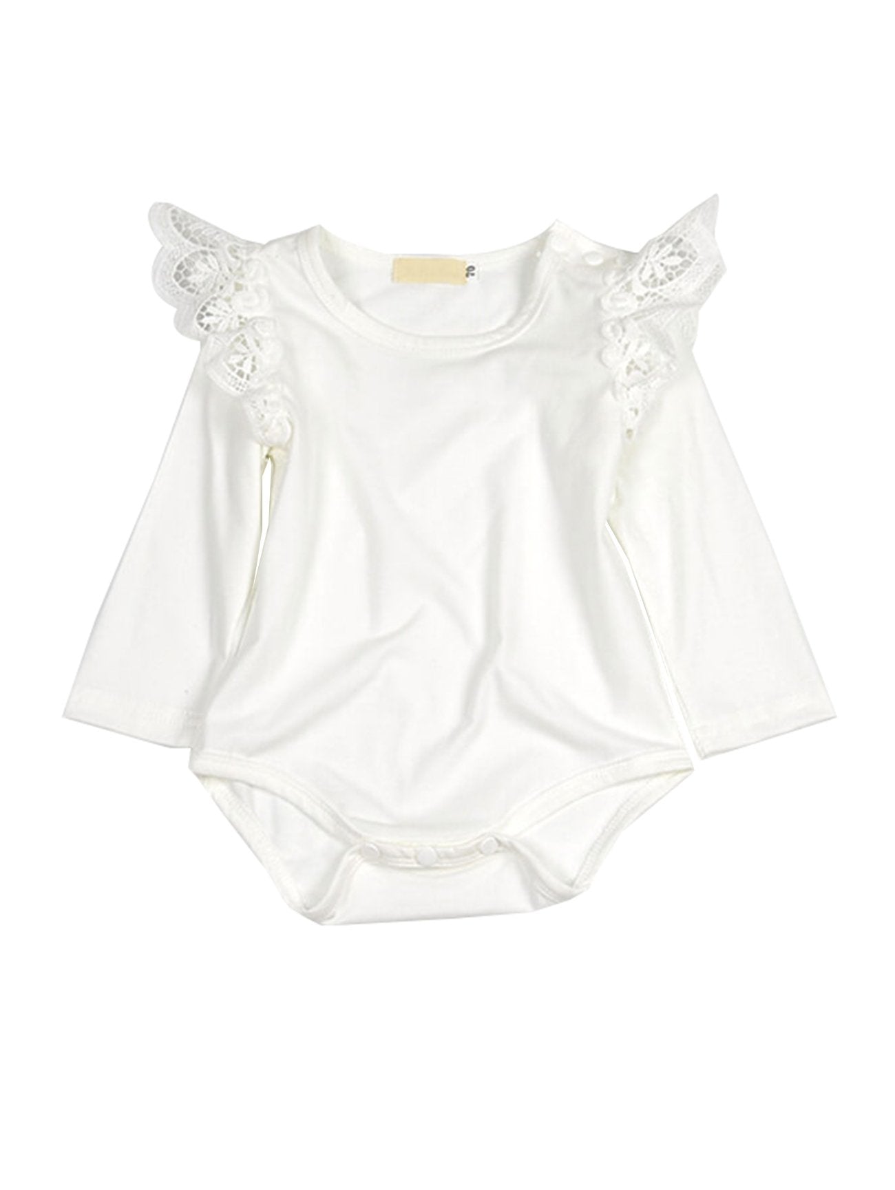 Infant Baby Lace Solid Color Long Sleeve Bodysuit - dianjiang-
