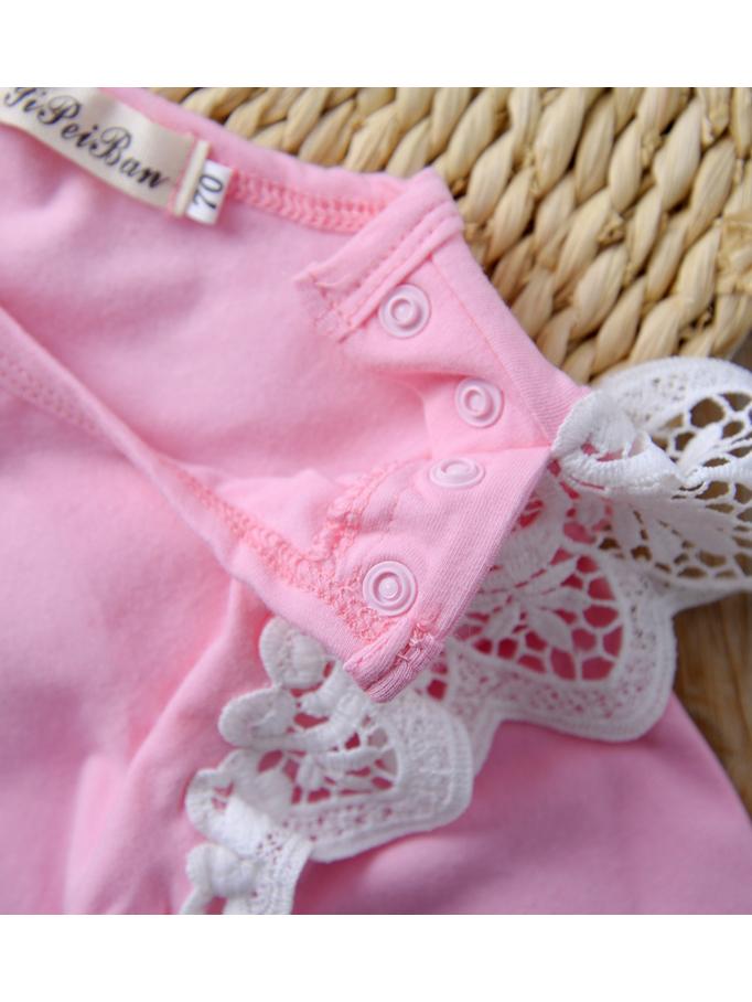 Infant Baby Lace Solid Color Long Sleeve Bodysuit - dianjiang-