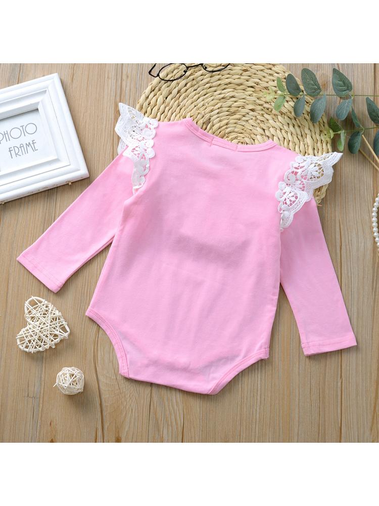Infant Baby Lace Solid Color Long Sleeve Bodysuit - dianjiang-