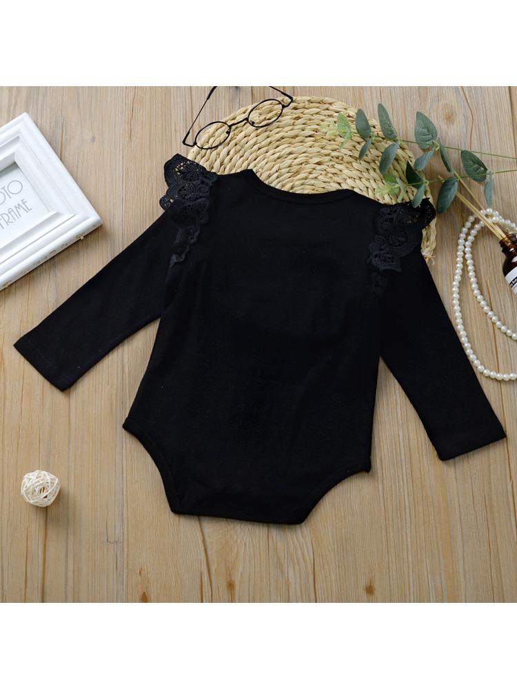 Infant Baby Lace Solid Color Long Sleeve Bodysuit - dianjiang-