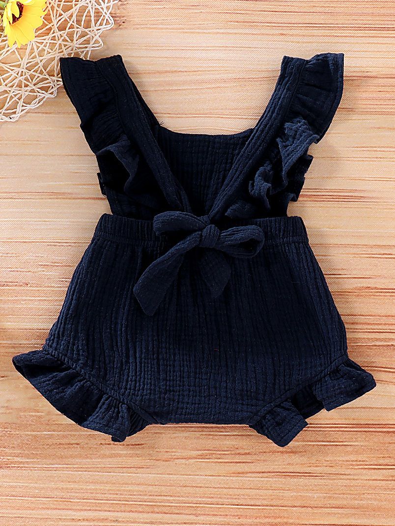 Cute Infant Baby Ruffle Solid Color Bodysuit Onesie - dianjiang-