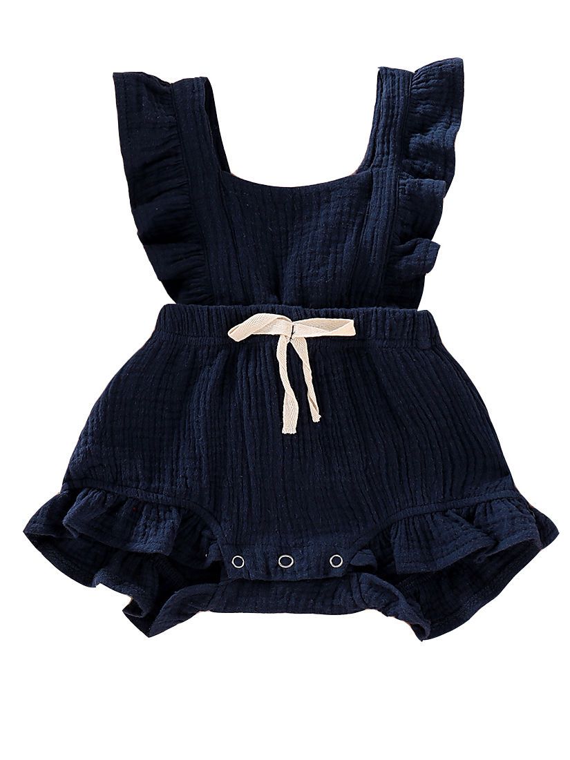 Cute Infant Baby Ruffle Solid Color Bodysuit Onesie - dianjiang-