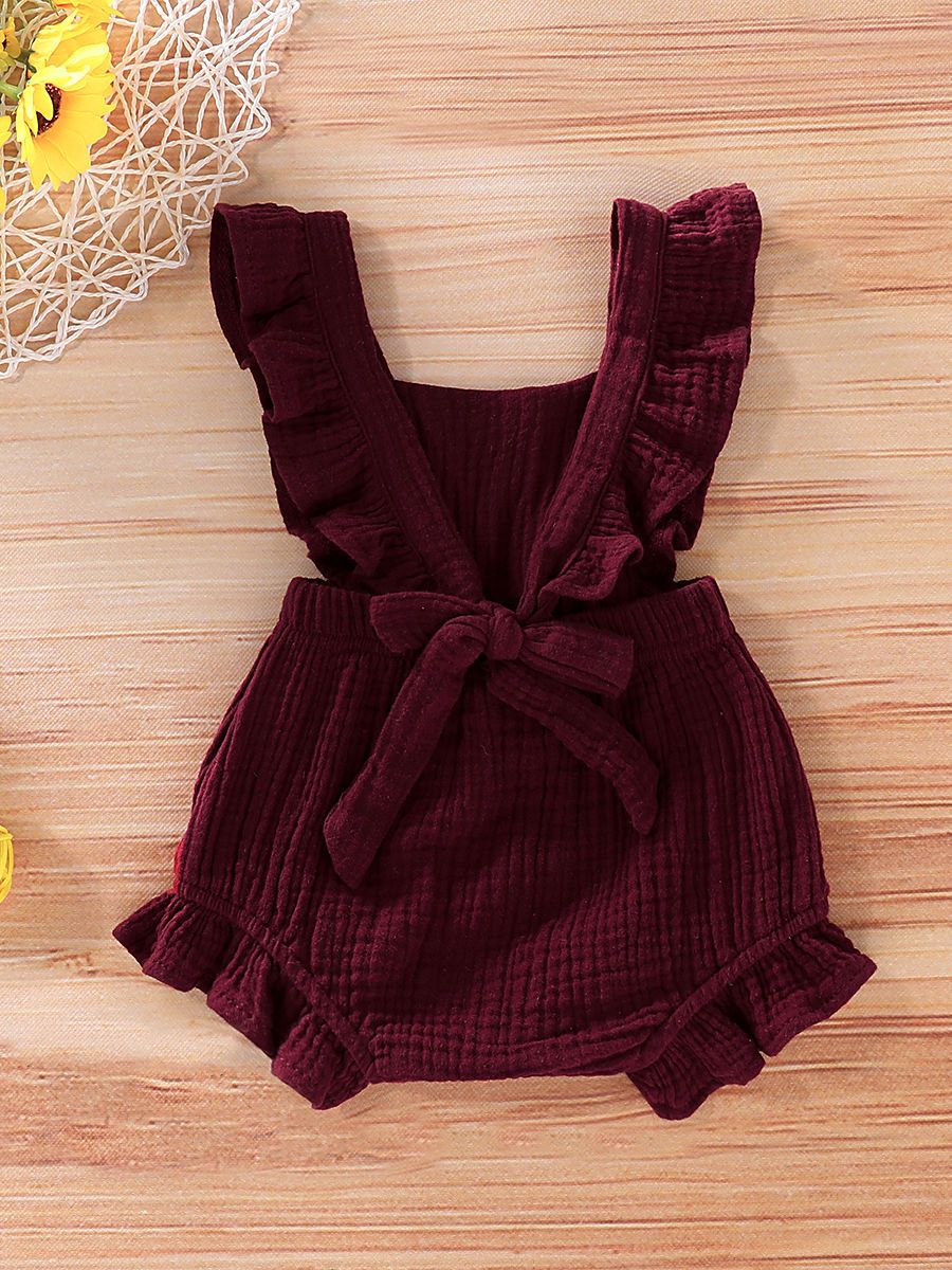 Cute Infant Baby Ruffle Solid Color Bodysuit Onesie - dianjiang-