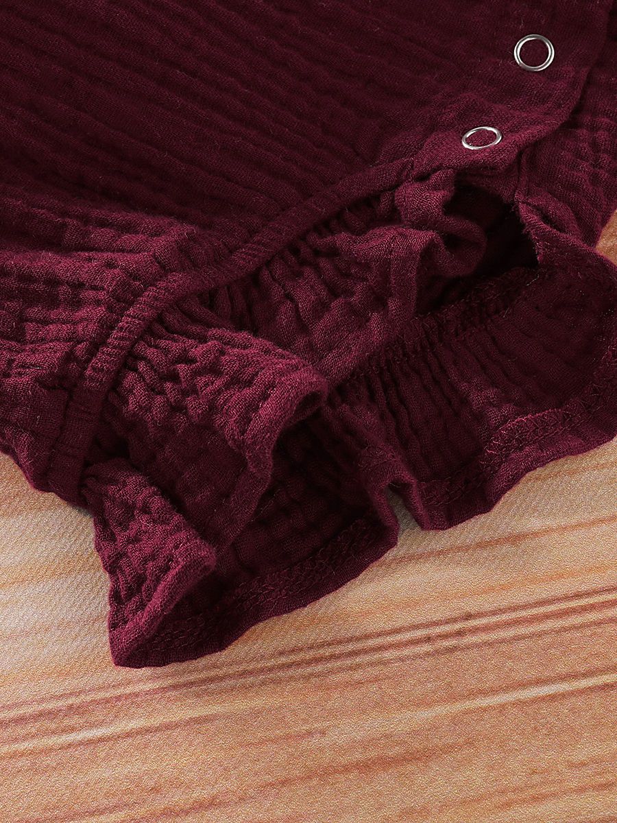 Cute Infant Baby Ruffle Solid Color Bodysuit Onesie - dianjiang-