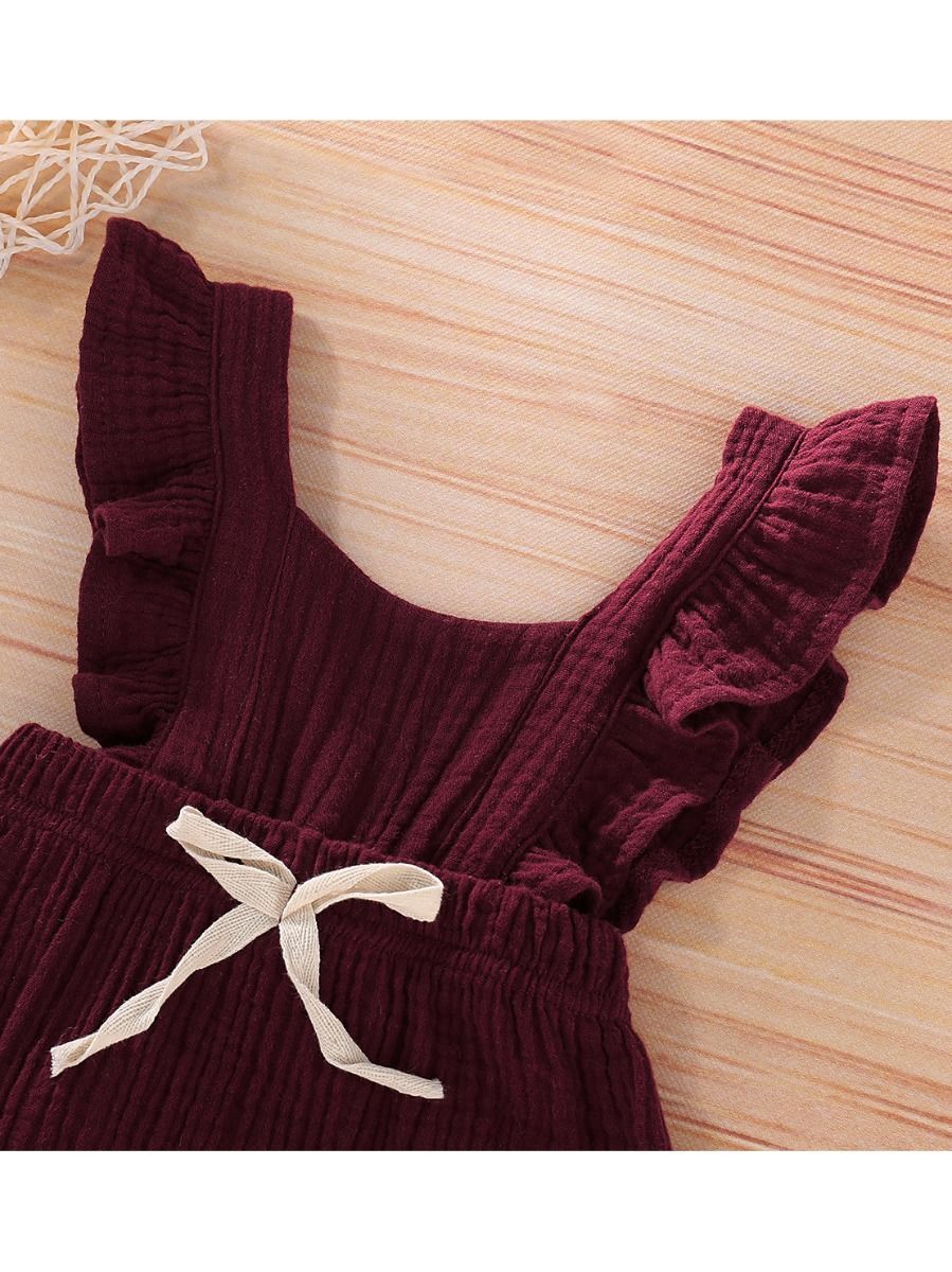 Cute Infant Baby Ruffle Solid Color Bodysuit Onesie - dianjiang-