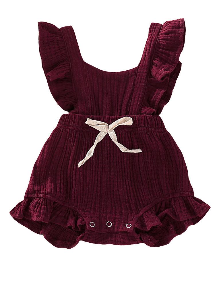 Cute Infant Baby Ruffle Solid Color Bodysuit Onesie - dianjiang-
