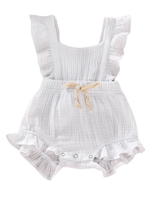 Cute Infant Baby Ruffle Solid Color Bodysuit Onesie - dianjiang-