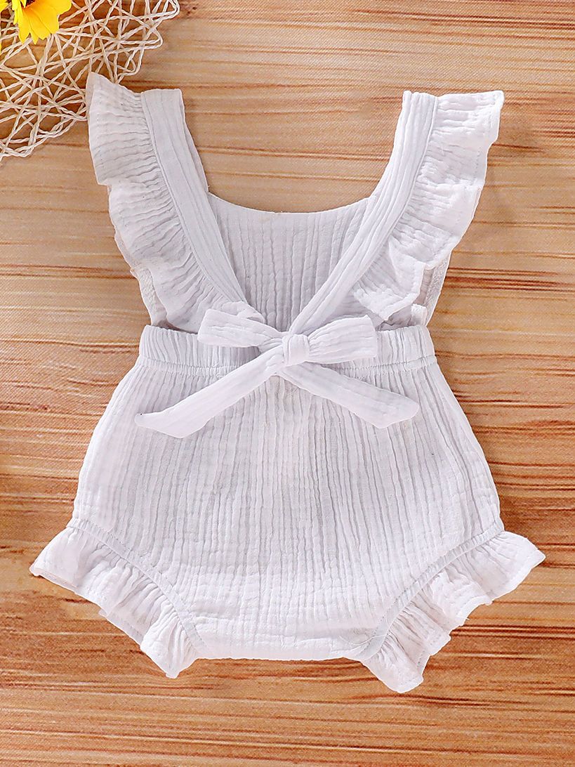 Cute Infant Baby Ruffle Solid Color Bodysuit Onesie - dianjiang-