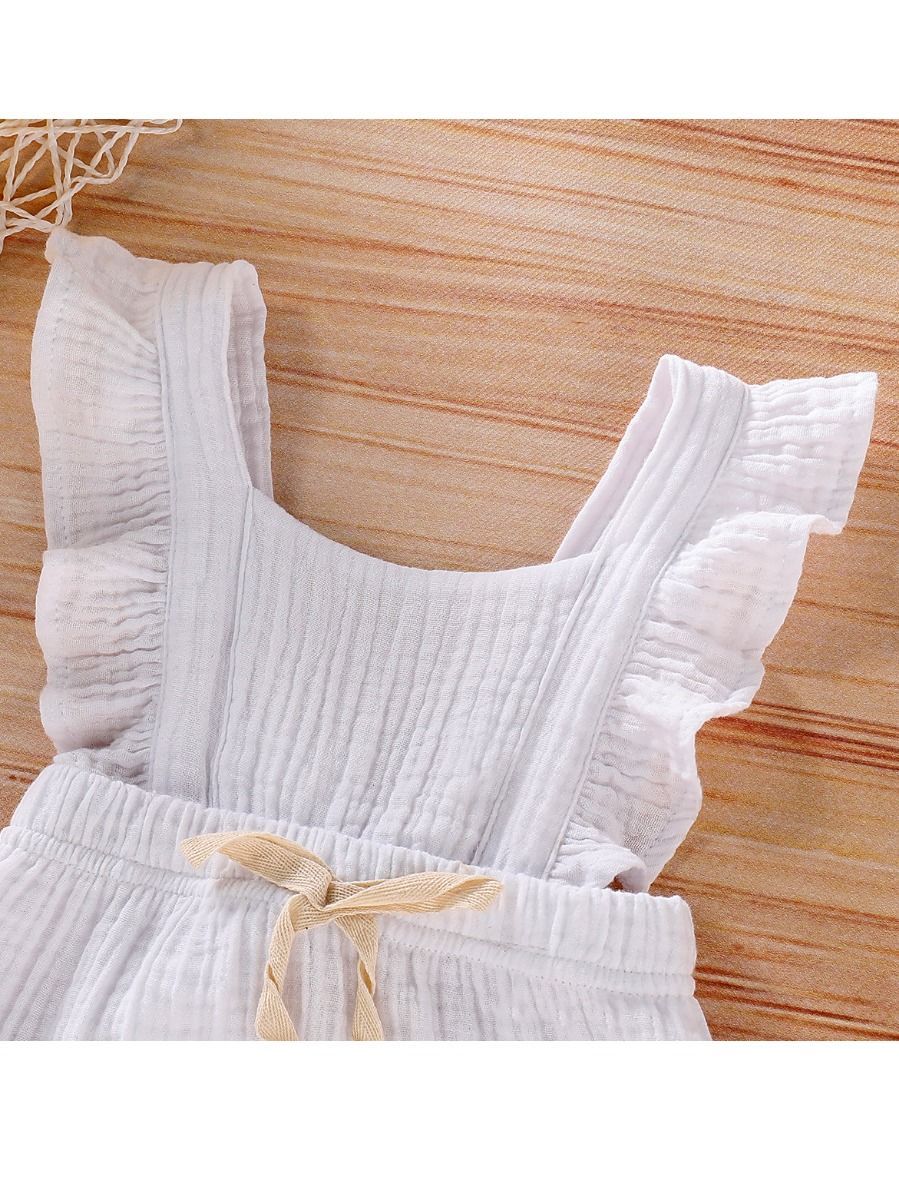 Cute Infant Baby Ruffle Solid Color Bodysuit Onesie - dianjiang-