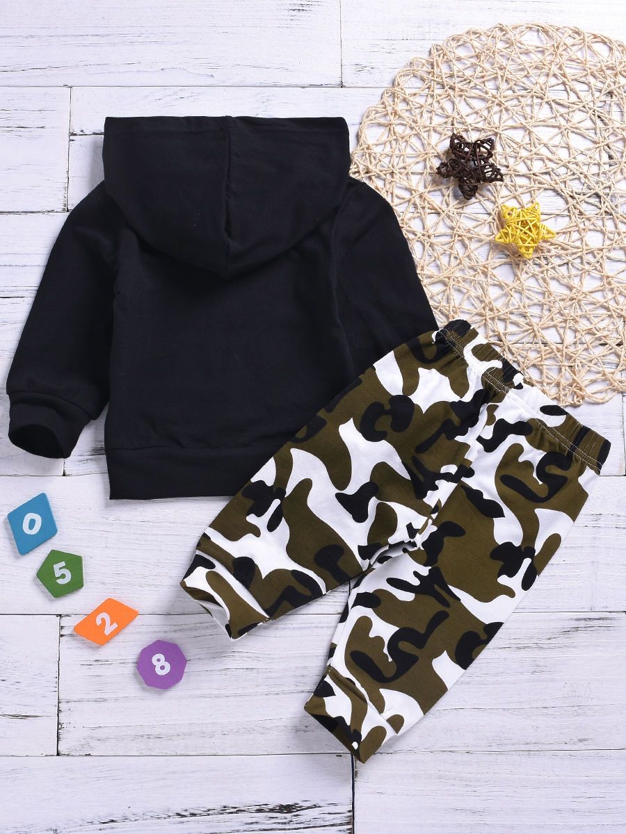 Infant Boys Girls Outfits LADY KILLER Hoodie + Camouflage Pants 2-Piece Spring - dianjiang-