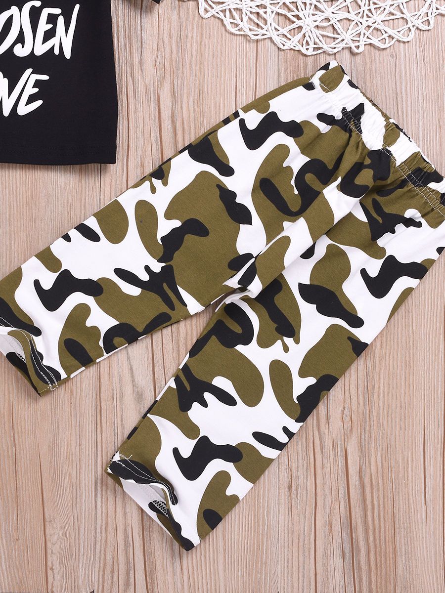 2-Piece Clothing Outfits The Chosen One Short-sleeved T-shirt+Camouflage Trousers Baby Boys - dianjiang-