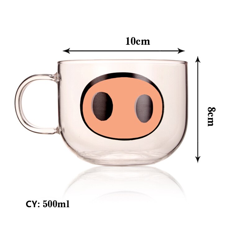 Japanese Sakura Glass Coffee Mug Cute Cat Deer Rabbit Tea Mug 280ml Heat Resistant Glass Tea Cup Maid Coffee Cup Drinkware - dianjiang-