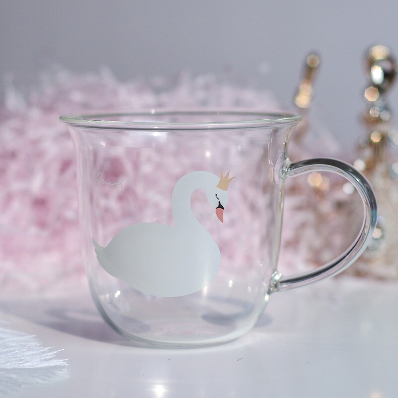 Japanese Sakura Glass Coffee Mug Cute Cat Deer Rabbit Tea Mug 280ml Heat Resistant Glass Tea Cup Maid Coffee Cup Drinkware - dianjiang-