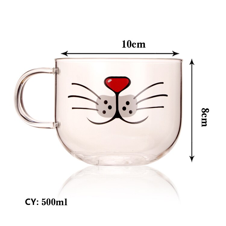 Japanese Sakura Glass Coffee Mug Cute Cat Deer Rabbit Tea Mug 280ml Heat Resistant Glass Tea Cup Maid Coffee Cup Drinkware - dianjiang-