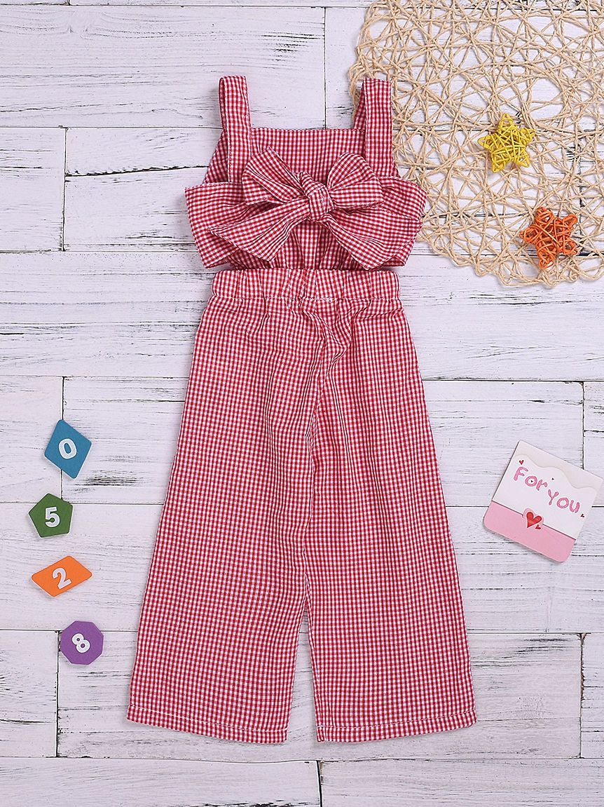 Stylish Plaid Baby Girl Tank Jumpsuit Overall - dianjiang-